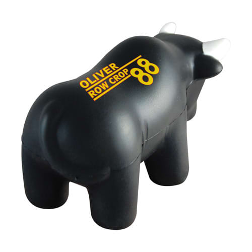 Promotional branded Stress Bull with a logo printed to the top