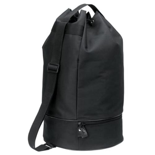 Printed Duffle Bag with Shoe Pocket in Black with Your Logo from Total Merchandise