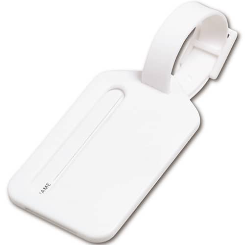 Custom printed Plastic Travel Luggage Tags available in white from Total Merchandise