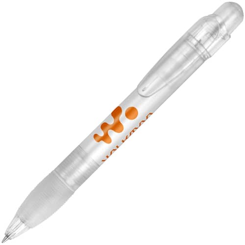 UK Branded Setanta Frost Ballpens in Clear Printed with a Logo by Total Merchandise