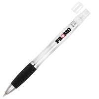 Promotional Contour Sanitiser Pen in clear/black printed with your logo by Total Merchandise