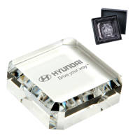 Branded Clear Optical Crystal Square Paperweights with your Engraved Design by Total Merchandise