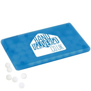 Promotional Sugar Free Mint Cards with your Company Logo in Cyan