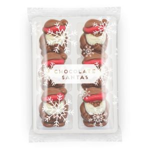 Branded Flow Wrapped Milk Chocolate Santa Trays