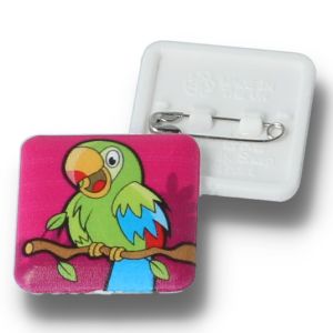 Promotional 25mm Square Plastic Button Badges