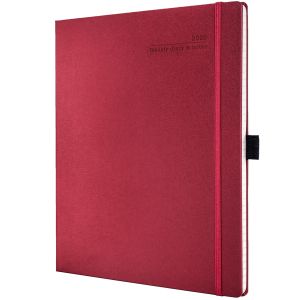 Branded Ivory Matra Large Weekly Diaries with Pencil for desks in Ruby Red
