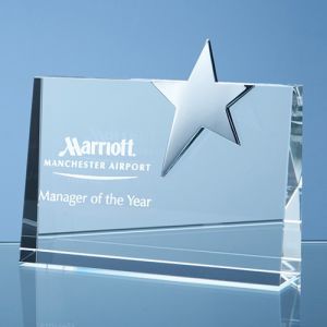 Personalised Horizontal Optical Crystal Star Award for Event Gifts