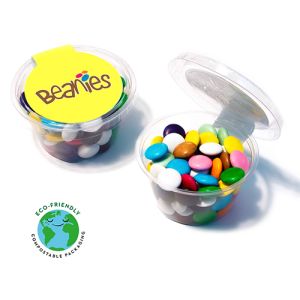 Promotional Maxi Chocolate Beanies Eco Pots with campaign artwork