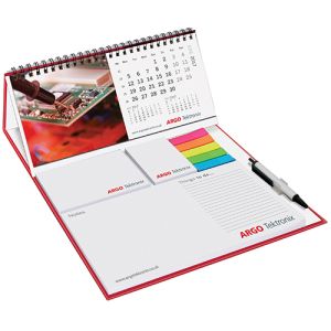 Promotional Wiro Calendar and Sticky Note Set Deluxe printed with logos