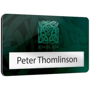 Printed metal window staff name badges for offices