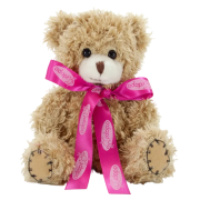 Branded Paw Teddy Bears with Bow in Mocha Printed with Your Logo from Total Merchandise