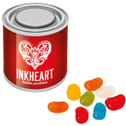 Branded Paint Tin of Jolly Jelly Beans Printed with a Logo to the Lid & Wrap by Total Merchandise