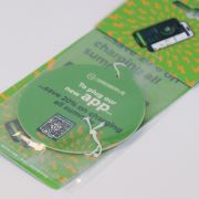 Lifestyle image of the Header Card Car Air Freshener from Total Merchandise