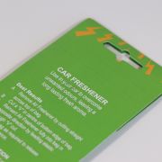 Lifestyle image of the Header Card Car Air Freshener from Total Merchandise