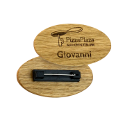 Promotional Real Wood Name Badges Printed with a Logo and Name by Total Merchandise