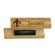 Custom Branded Real Wood Name Badges Printed with a Logo and Name by Total Merchandise
