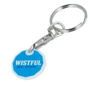 White Promotional Recycled Plastic Trolley Coin Keyrings with Your Logo from Total Merchandise