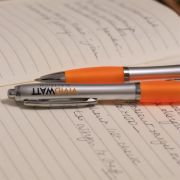 lifestyle image of the Contour Argent Ballpens with a design from Total Merchandise