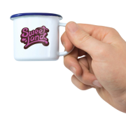 Promotional White Premium Espresso Enamel Mugs branded with your logo from Total Merchandise