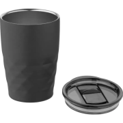 Copper Insulated Take Out Cups in in black with the lid off from Total Merchandise