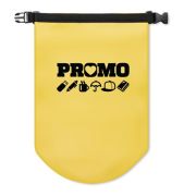 Our PVC Waterproof Bags in yellow custom printed with a logo from Total Merchandise
