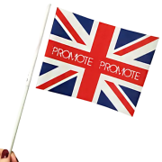 Promotional flags made from paper with your logo printed to both sides by Total Merchandise