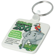 White Promotional Recycled Plastic Square Keyrings with Company Logos