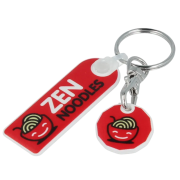 Promotional Rectangle Combo Trolley Coin Keyfobs with logos