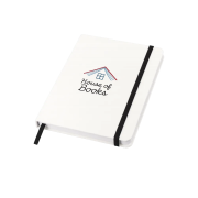 Promotional A5 Spectrum Coloured Strap Soft Touch Notebooks with logos
