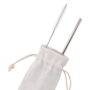 Branded Reusable Drinking Straws with Cleaning Utensil and Linen Bag from Total Merchandise