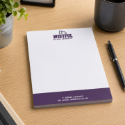 Lifestyle image of the A5 Desk Notepads branded by Total Merchandise