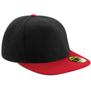 Black/Classic Red Beechfield Original Flat Peak Snapbacks Embroidered with Your Company Logo