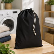 Lifestyle image of the Large Cotton Stuff Drawstring Bag by Total Merchandise