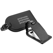 Custom Branded Small Belluno PU Luggage Tags in Black from Total Merchandise