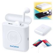 Custom branded QI power bank with earphones