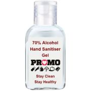 Full colour branded Hand Sanitisers with a design on the front label from Total Merchandise