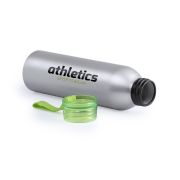 Promotional Cara Metal Bottle in Silver/Green Printed with a Logo by Total Merchandise