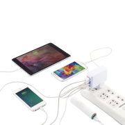 Branded travel plug with 4 USB ports for business or leisure trips