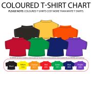 Scottie dog with several different coloured T-shirts