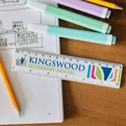 Lifestyle image of the 15cm Recycled Rulers in White from Total Merchandise