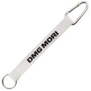 Promotional Carabiner Strap Keyrings in White Printed with a Logo by Total Merchandise
