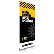 Branded Social Distancing Pop Up Banners printed with safety messages from Total Merchandise