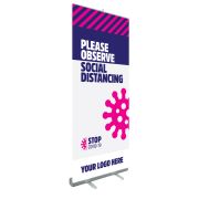 Social Distancing Pull Up Banners with custom safety messages from Total Merchandise