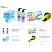 Disposable gloves, hand sanitiser, floor tape & surgical face mask set from Total Merchandise