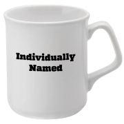 Custom personalised Individually Named Sparta Mugs with clients or colleagues names printed on them