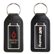 Customisable Bonded Leather Medallion Keyfobs in Black printed with your logo from Total Merchandise