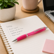 Lifestyle image of the Nash Coloured Barrel Ballpens with Coloured Grip by Total Merchandise