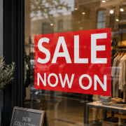 Lifestyle image of the Large Self-Cling Window Stickers by Total Merchandise