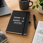 Lifestyle image of the A5 Soft Touch Notebooks with Graph Paper by Total Merchandise