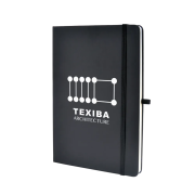 A5 Soft Touch Notebooks with Graph Paper in Black with printed design on front by Total Merchandise
